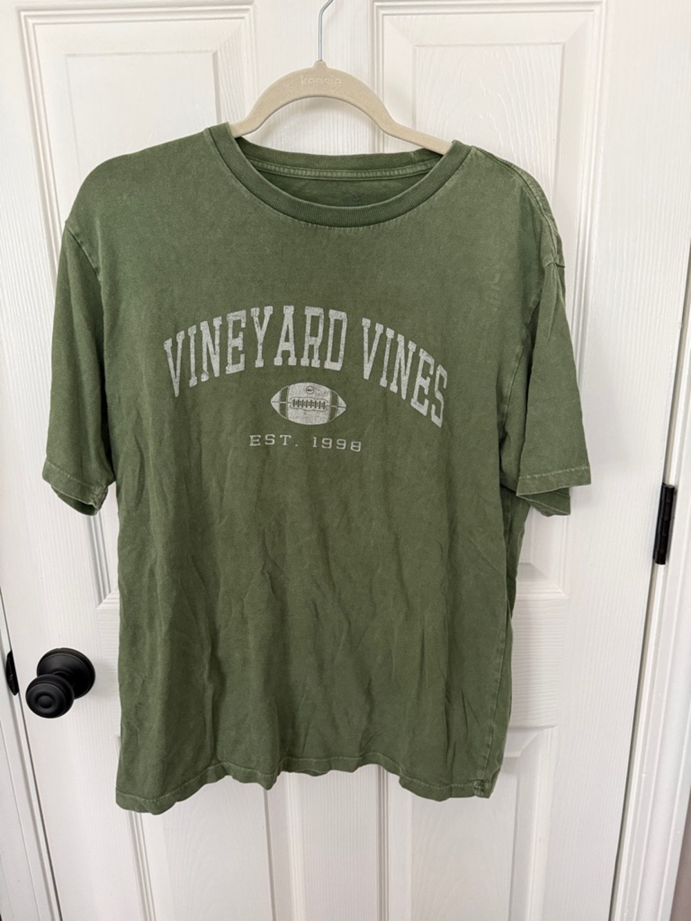 Men’s Vineyard Vines Olive Graphic Football Tee Faded Tee